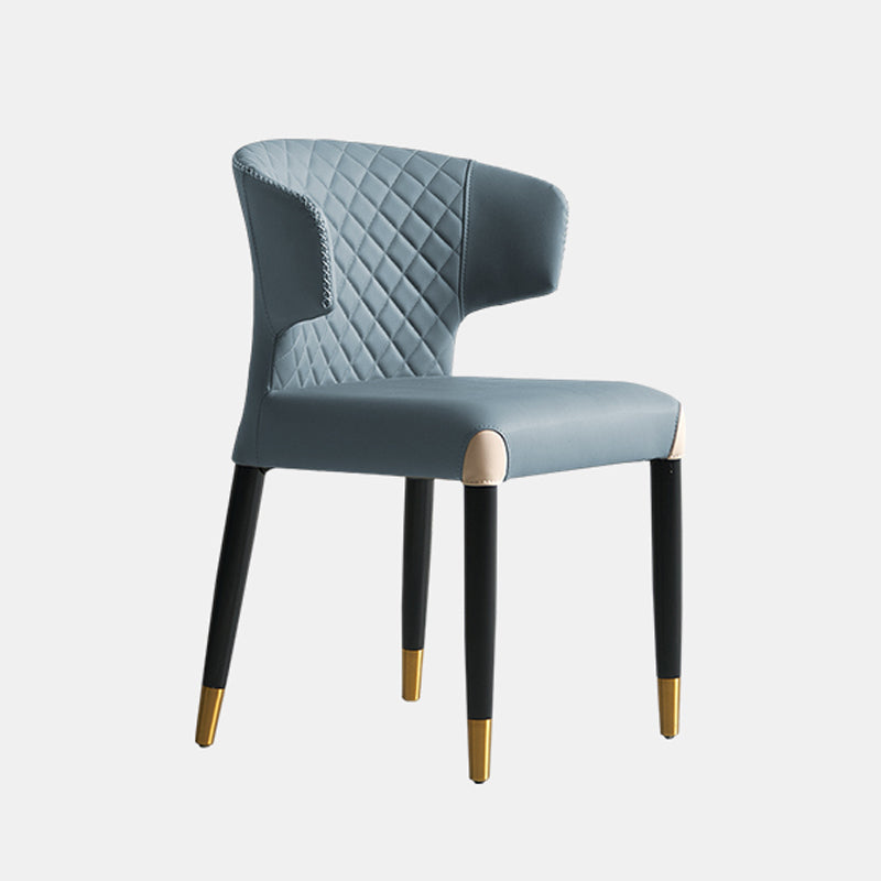 Minimalist Style Leather Dining Side Chair Wingback Armless Dining Chair Light Blue 1 Piece Clearhalo 'Dining Chairs' 'Dining Tables & Seating' 'dining_chair' 'furn' 'furn_dining_chair' 'Furniture' 'furniture_dining_chair' 'Kitchen & Dining Furniture' 4890740