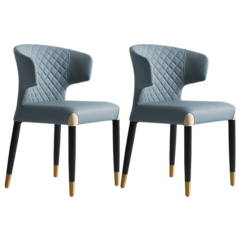 Minimalist Style Leather Dining Side Chair Wingback Armless Dining Chair Light Blue 2 Piece Set Clearhalo 'Dining Chairs' 'Dining Tables & Seating' 'dining_chair' 'furn' 'furn_dining_chair' 'Furniture' 'furniture_dining_chair' 'Kitchen & Dining Furniture' 4890742
