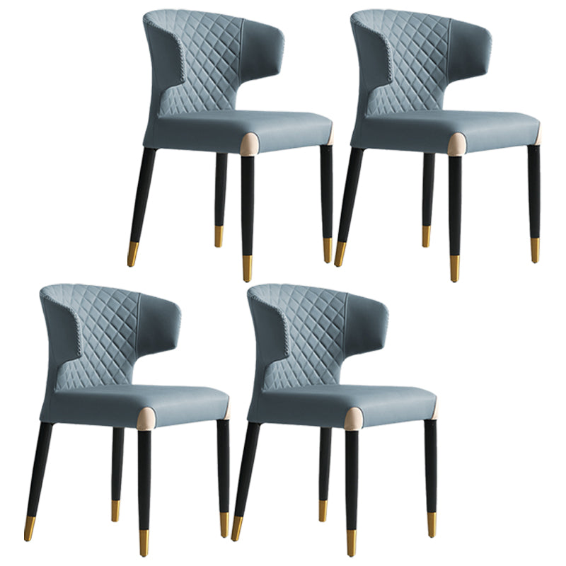 Minimalist Style Leather Dining Side Chair Wingback Armless Dining Chair Light Blue 4 Piece Set Clearhalo 'Dining Chairs' 'Dining Tables & Seating' 'dining_chair' 'furn' 'furn_dining_chair' 'Furniture' 'furniture_dining_chair' 'Kitchen & Dining Furniture' 4890745