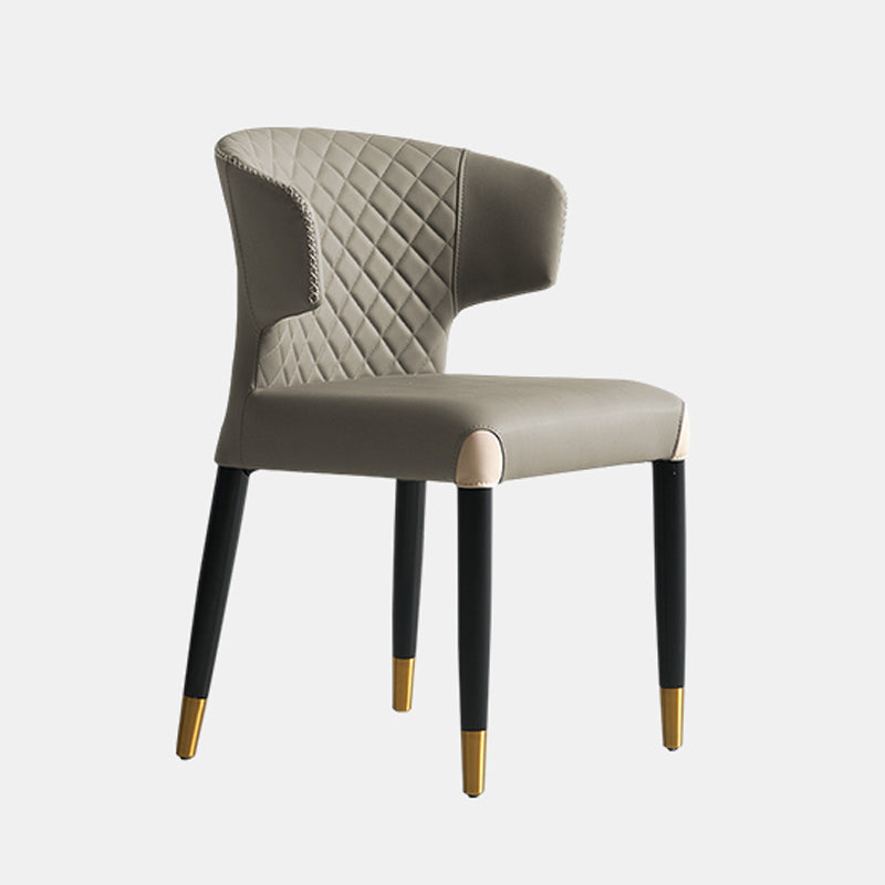 Minimalist Style Leather Dining Side Chair Wingback Armless Dining Chair Khaki 1 Piece Clearhalo 'Dining Chairs' 'Dining Tables & Seating' 'dining_chair' 'furn' 'furn_dining_chair' 'Furniture' 'furniture_dining_chair' 'Kitchen & Dining Furniture' 4890746