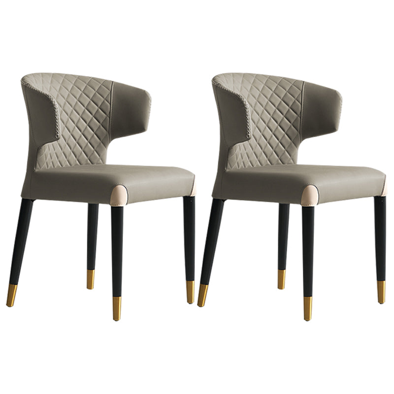 Minimalist Style Leather Dining Side Chair Wingback Armless Dining Chair Khaki 2 Piece Set Clearhalo 'Dining Chairs' 'Dining Tables & Seating' 'dining_chair' 'furn' 'furn_dining_chair' 'Furniture' 'furniture_dining_chair' 'Kitchen & Dining Furniture' 4890749