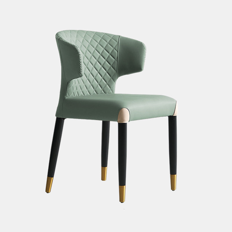 Minimalist Style Leather Dining Side Chair Wingback Armless Dining Chair Pea Green 1 Piece Clearhalo 'Dining Chairs' 'Dining Tables & Seating' 'dining_chair' 'furn' 'furn_dining_chair' 'Furniture' 'furniture_dining_chair' 'Kitchen & Dining Furniture' 4890751