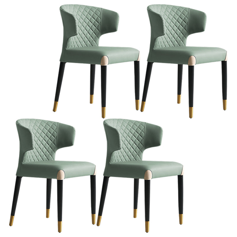 Minimalist Style Leather Dining Side Chair Wingback Armless Dining Chair Pea Green 4 Piece Set Clearhalo 'Dining Chairs' 'Dining Tables & Seating' 'dining_chair' 'furn' 'furn_dining_chair' 'Furniture' 'furniture_dining_chair' 'Kitchen & Dining Furniture' 4890753