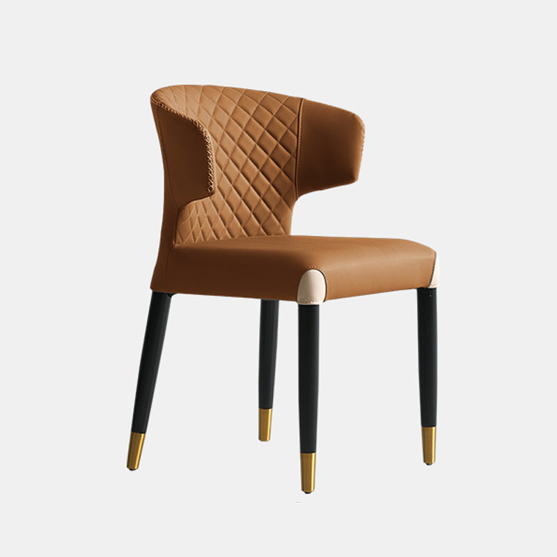 Minimalist Style Leather Dining Side Chair Wingback Armless Dining Chair Orange 1 Piece Clearhalo 'Dining Chairs' 'Dining Tables & Seating' 'dining_chair' 'furn' 'furn_dining_chair' 'Furniture' 'furniture_dining_chair' 'Kitchen & Dining Furniture' 4890754