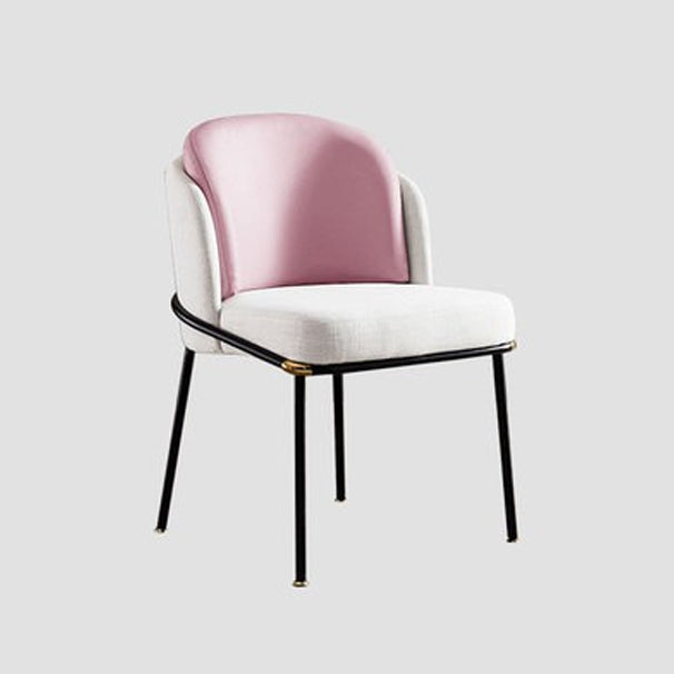 Industrial Chair Dining Armless Chairs for Kitchen with Metal Legs Pink 1 Piece Clearhalo 'Dining Chairs' 'Dining Tables & Seating' 'dining_chair' 'furn' 'furn_dining_chair' 'Furniture' 'furniture_dining_chair' 'Kitchen & Dining Furniture' 4890764