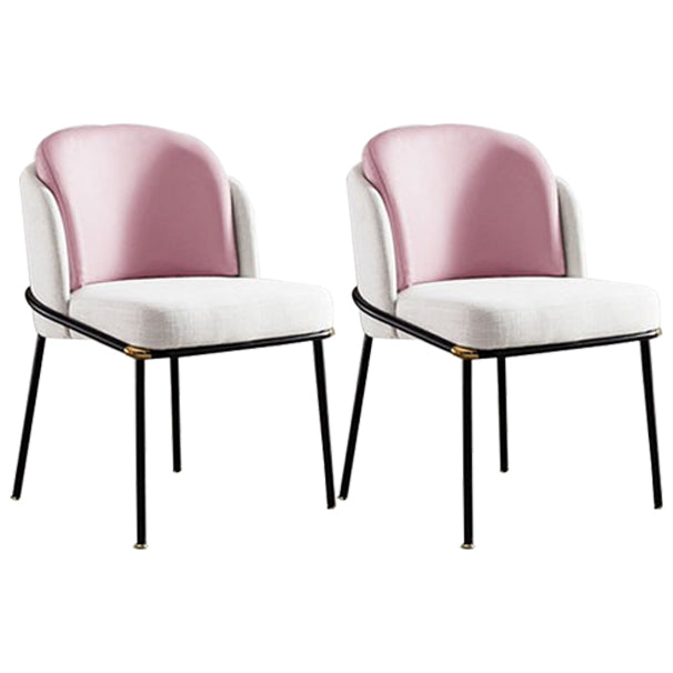 Industrial Chair Dining Armless Chairs for Kitchen with Metal Legs Pink 2 Piece Set Clearhalo 'Dining Chairs' 'Dining Tables & Seating' 'dining_chair' 'furn' 'furn_dining_chair' 'Furniture' 'furniture_dining_chair' 'Kitchen & Dining Furniture' 4890767