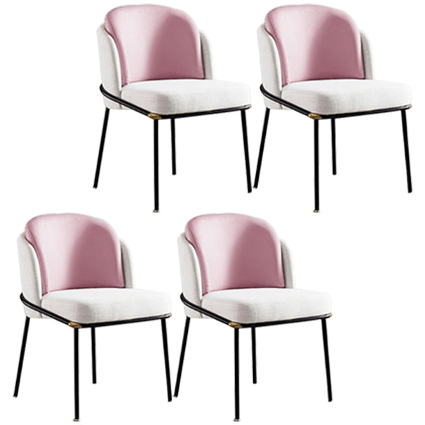Industrial Chair Dining Armless Chairs for Kitchen with Metal Legs Pink 4 Piece Set Clearhalo 'Dining Chairs' 'Dining Tables & Seating' 'dining_chair' 'furn' 'furn_dining_chair' 'Furniture' 'furniture_dining_chair' 'Kitchen & Dining Furniture' 4890769