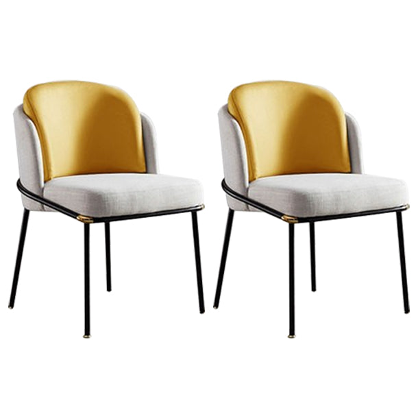 Industrial Chair Dining Armless Chairs for Kitchen with Metal Legs Yellow 2 Piece Set Clearhalo 'Dining Chairs' 'Dining Tables & Seating' 'dining_chair' 'furn' 'furn_dining_chair' 'Furniture' 'furniture_dining_chair' 'Kitchen & Dining Furniture' 4890773