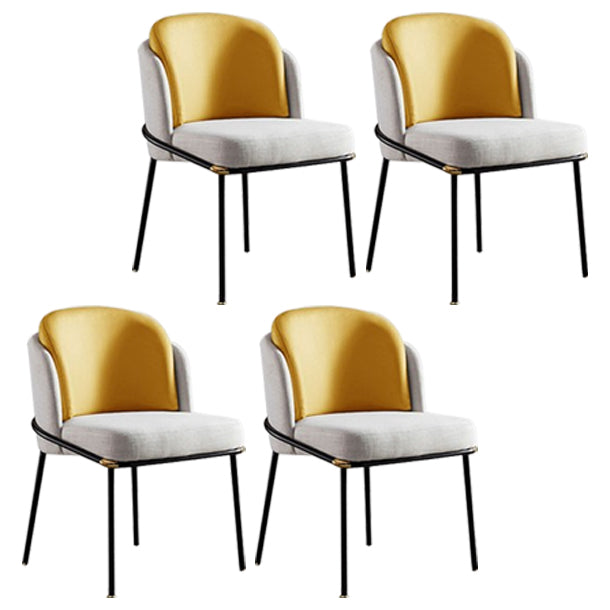 Industrial Chair Dining Armless Chairs for Kitchen with Metal Legs Yellow 4 Piece Set Clearhalo 'Dining Chairs' 'Dining Tables & Seating' 'dining_chair' 'furn' 'furn_dining_chair' 'Furniture' 'furniture_dining_chair' 'Kitchen & Dining Furniture' 4890775