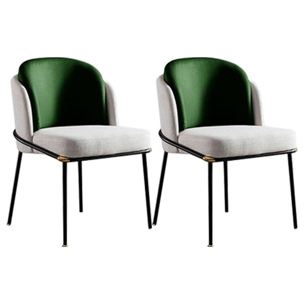Industrial Chair Dining Armless Chairs for Kitchen with Metal Legs Dark Green 2 Piece Set Clearhalo 'Dining Chairs' 'Dining Tables & Seating' 'dining_chair' 'furn' 'furn_dining_chair' 'Furniture' 'furniture_dining_chair' 'Kitchen & Dining Furniture' 4890784