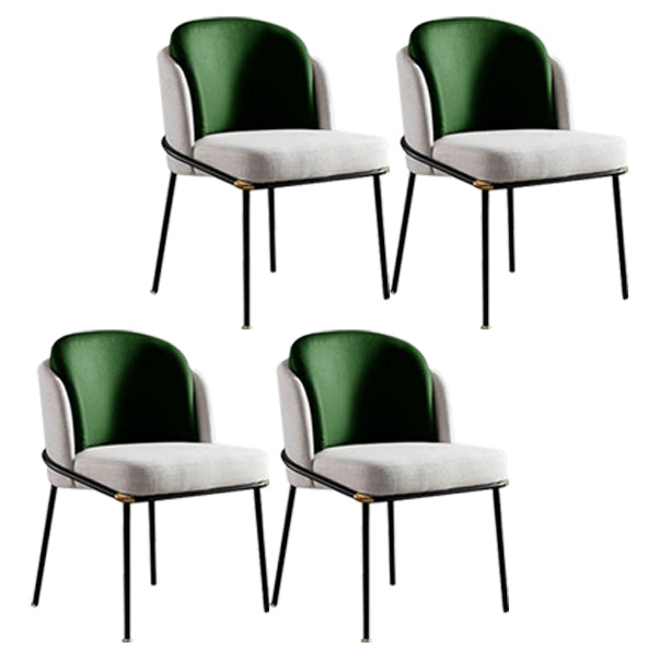 Industrial Chair Dining Armless Chairs for Kitchen with Metal Legs Dark Green 4 Piece Set Clearhalo 'Dining Chairs' 'Dining Tables & Seating' 'dining_chair' 'furn' 'furn_dining_chair' 'Furniture' 'furniture_dining_chair' 'Kitchen & Dining Furniture' 4890785