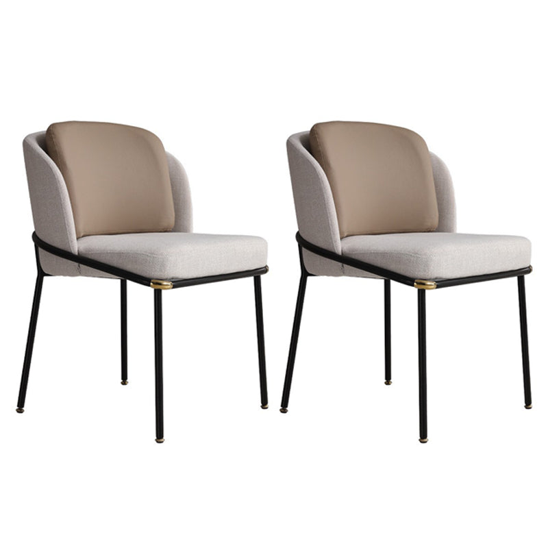 Industrial Chair Dining Armless Chairs for Kitchen with Metal Legs Light Khaki 2 Piece Set Clearhalo 'Dining Chairs' 'Dining Tables & Seating' 'dining_chair' 'furn' 'furn_dining_chair' 'Furniture' 'furniture_dining_chair' 'Kitchen & Dining Furniture' 4890787