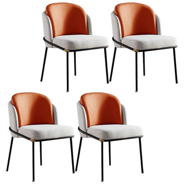 Industrial Chair Dining Armless Chairs for Kitchen with Metal Legs Orange 4 Piece Set Clearhalo 'Dining Chairs' 'Dining Tables & Seating' 'dining_chair' 'furn' 'furn_dining_chair' 'Furniture' 'furniture_dining_chair' 'Kitchen & Dining Furniture' 4890791