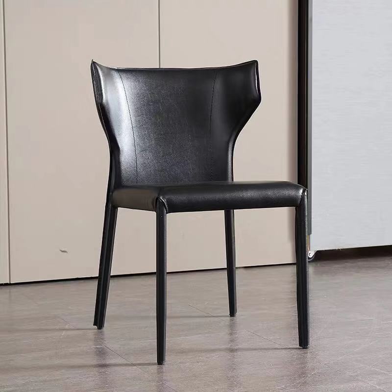 Modern Chair Dining Armless Wingback Chair for Kitchen with Metal Legs Black 1 Piece Clearhalo 'Dining Chairs' 'Dining Tables & Seating' 'dining_chair' 'furn' 'furn_dining_chair' 'Furniture' 'furniture_dining_chair' 'Kitchen & Dining Furniture' 4890794