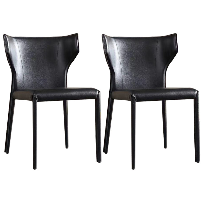 Modern Chair Dining Armless Wingback Chair for Kitchen with Metal Legs Black 2 Piece Set Clearhalo 'Dining Chairs' 'Dining Tables & Seating' 'dining_chair' 'furn' 'furn_dining_chair' 'Furniture' 'furniture_dining_chair' 'Kitchen & Dining Furniture' 4890795