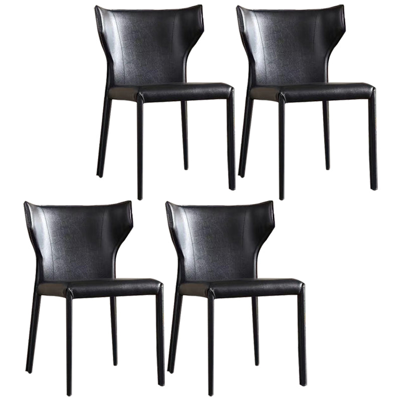 Modern Chair Dining Armless Wingback Chair for Kitchen with Metal Legs Black 4 Piece Set Clearhalo 'Dining Chairs' 'Dining Tables & Seating' 'dining_chair' 'furn' 'furn_dining_chair' 'Furniture' 'furniture_dining_chair' 'Kitchen & Dining Furniture' 4890797