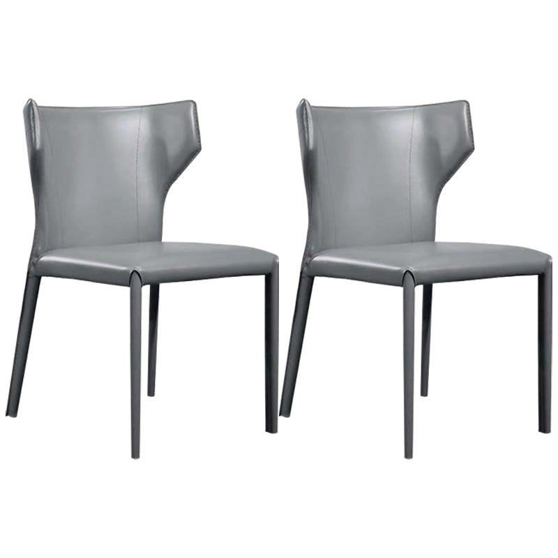 Modern Chair Dining Armless Wingback Chair for Kitchen with Metal Legs Grey 2 Piece Set Clearhalo 'Dining Chairs' 'Dining Tables & Seating' 'dining_chair' 'furn' 'furn_dining_chair' 'Furniture' 'furniture_dining_chair' 'Kitchen & Dining Furniture' 4890802