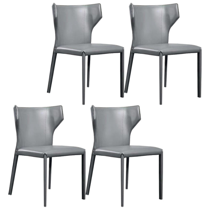 Modern Chair Dining Armless Wingback Chair for Kitchen with Metal Legs Grey 4 Piece Set Clearhalo 'Dining Chairs' 'Dining Tables & Seating' 'dining_chair' 'furn' 'furn_dining_chair' 'Furniture' 'furniture_dining_chair' 'Kitchen & Dining Furniture' 4890803