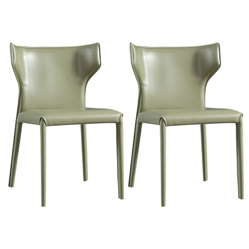Modern Chair Dining Armless Wingback Chair for Kitchen with Metal Legs Blackish Green 2 Piece Set Clearhalo 'Dining Chairs' 'Dining Tables & Seating' 'dining_chair' 'furn' 'furn_dining_chair' 'Furniture' 'furniture_dining_chair' 'Kitchen & Dining Furniture' 4890812