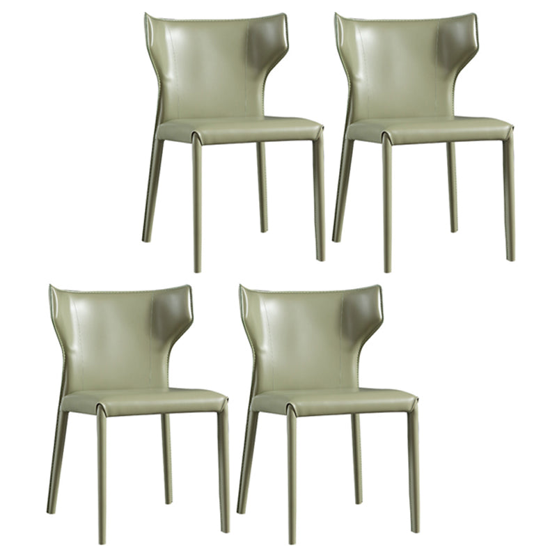 Modern Chair Dining Armless Wingback Chair for Kitchen with Metal Legs Blackish Green 4 Piece Set Clearhalo 'Dining Chairs' 'Dining Tables & Seating' 'dining_chair' 'furn' 'furn_dining_chair' 'Furniture' 'furniture_dining_chair' 'Kitchen & Dining Furniture' 4890813