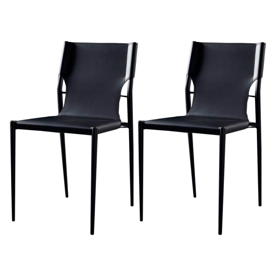 Industrial Chairs Dining Armless Chairs for Kitchen with Metal Legs Black 2 Piece Set Clearhalo 'Dining Chairs' 'Dining Tables & Seating' 'dining_chair' 'furn' 'furn_dining_chair' 'Furniture' 'furniture_dining_chair' 'Kitchen & Dining Furniture' 4890817