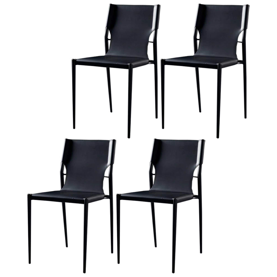 Industrial Chairs Dining Armless Chairs for Kitchen with Metal Legs Black 4 Piece Set Clearhalo 'Dining Chairs' 'Dining Tables & Seating' 'dining_chair' 'furn' 'furn_dining_chair' 'Furniture' 'furniture_dining_chair' 'Kitchen & Dining Furniture' 4890819