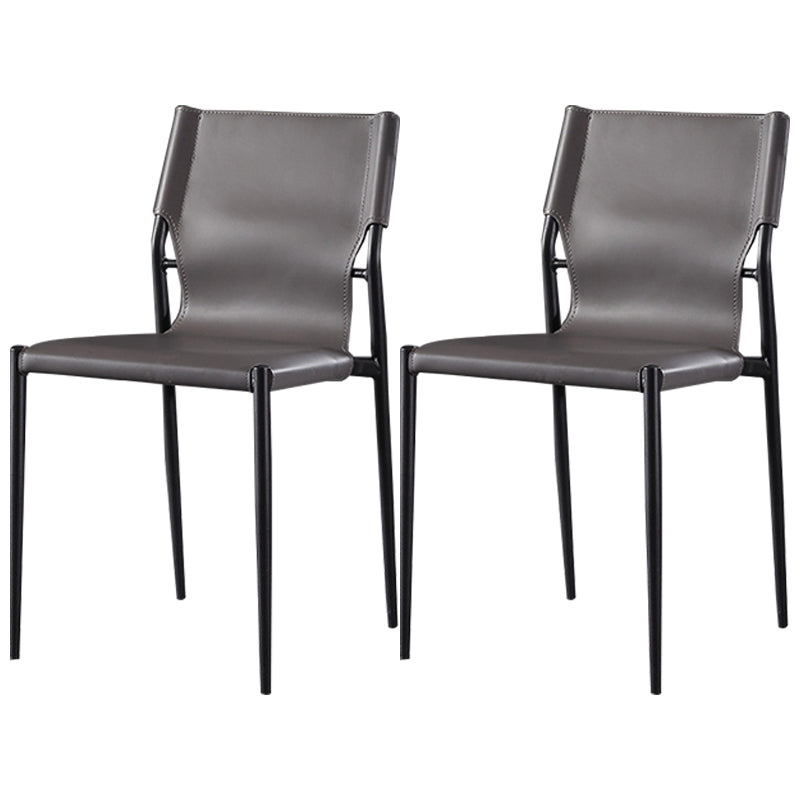 Industrial Chairs Dining Armless Chairs for Kitchen with Metal Legs Grey 2 Piece Set Clearhalo 'Dining Chairs' 'Dining Tables & Seating' 'dining_chair' 'furn' 'furn_dining_chair' 'Furniture' 'furniture_dining_chair' 'Kitchen & Dining Furniture' 4890823