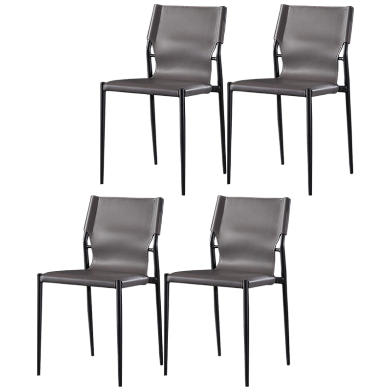 Industrial Chairs Dining Armless Chairs for Kitchen with Metal Legs Grey 4 Piece Set Clearhalo 'Dining Chairs' 'Dining Tables & Seating' 'dining_chair' 'furn' 'furn_dining_chair' 'Furniture' 'furniture_dining_chair' 'Kitchen & Dining Furniture' 4890825