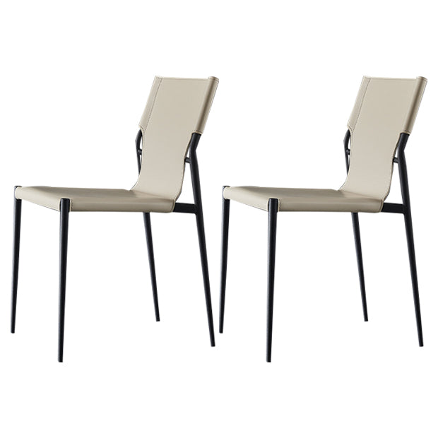 Industrial Chairs Dining Armless Chairs for Kitchen with Metal Legs White 2 Piece Set Clearhalo 'Dining Chairs' 'Dining Tables & Seating' 'dining_chair' 'furn' 'furn_dining_chair' 'Furniture' 'furniture_dining_chair' 'Kitchen & Dining Furniture' 4890829