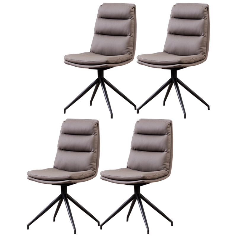 Minimalist Style Armless Solid Back Chair for Home Faux Leather Side Chair Grey 4 Piece Set Clearhalo 'Dining Chairs' 'Dining Tables & Seating' 'dining_chair' 'furn' 'furn_dining_chair' 'Furniture' 'furniture_dining_chair' 'Kitchen & Dining Furniture' 4890836