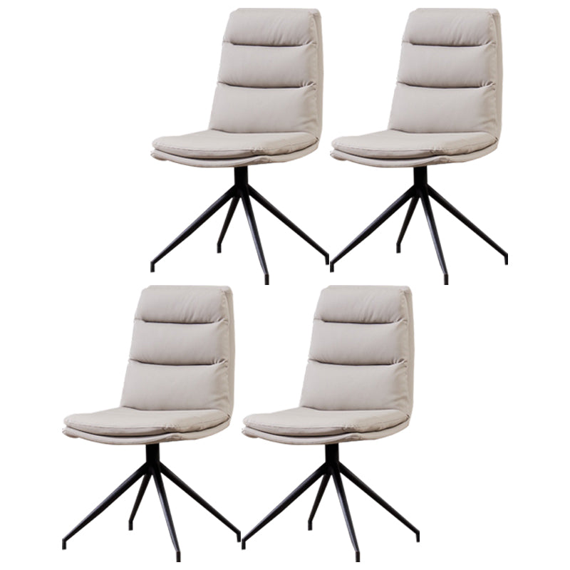 Minimalist Style Armless Solid Back Chair for Home Faux Leather Side Chair Light Gray 4 Piece Set Clearhalo 'Dining Chairs' 'Dining Tables & Seating' 'dining_chair' 'furn' 'furn_dining_chair' 'Furniture' 'furniture_dining_chair' 'Kitchen & Dining Furniture' 4890843