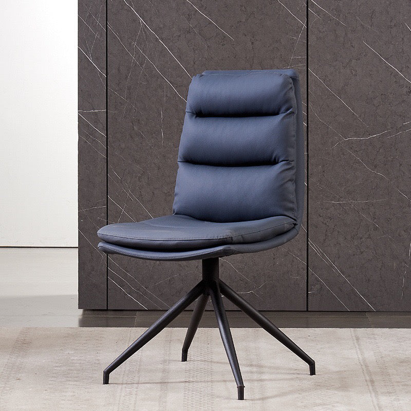 Minimalist Style Armless Solid Back Chair for Home Faux Leather Side Chair Blue 1 Piece Clearhalo 'Dining Chairs' 'Dining Tables & Seating' 'dining_chair' 'furn' 'furn_dining_chair' 'Furniture' 'furniture_dining_chair' 'Kitchen & Dining Furniture' 4890850