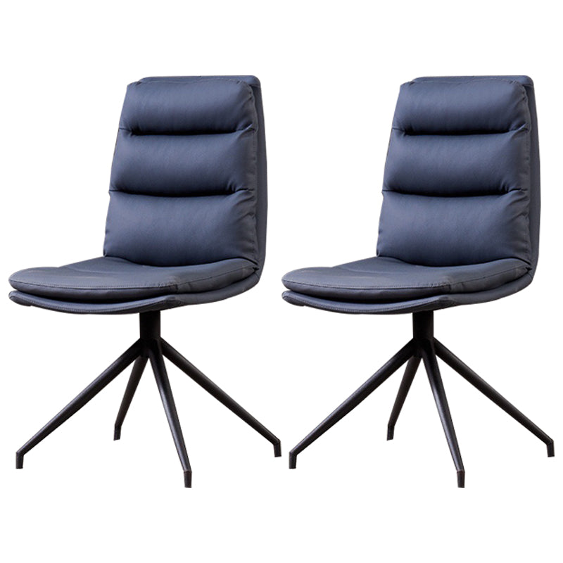 Minimalist Style Armless Solid Back Chair for Home Faux Leather Side Chair Blue 2 Piece Set Clearhalo 'Dining Chairs' 'Dining Tables & Seating' 'dining_chair' 'furn' 'furn_dining_chair' 'Furniture' 'furniture_dining_chair' 'Kitchen & Dining Furniture' 4890851
