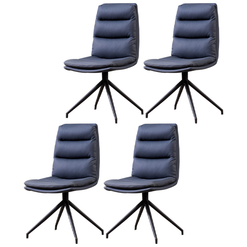 Minimalist Style Armless Solid Back Chair for Home Faux Leather Side Chair Blue 4 Piece Set Clearhalo 'Dining Chairs' 'Dining Tables & Seating' 'dining_chair' 'furn' 'furn_dining_chair' 'Furniture' 'furniture_dining_chair' 'Kitchen & Dining Furniture' 4890852