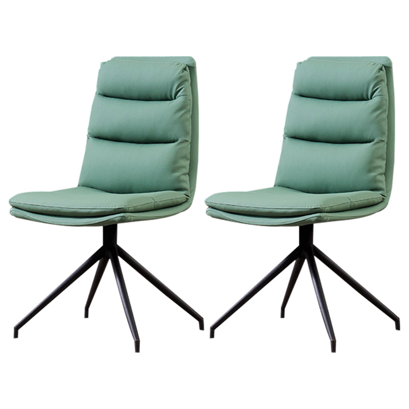 Minimalist Style Armless Solid Back Chair for Home Faux Leather Side Chair Green 2 Piece Set Clearhalo 'Dining Chairs' 'Dining Tables & Seating' 'dining_chair' 'furn' 'furn_dining_chair' 'Furniture' 'furniture_dining_chair' 'Kitchen & Dining Furniture' 4890854