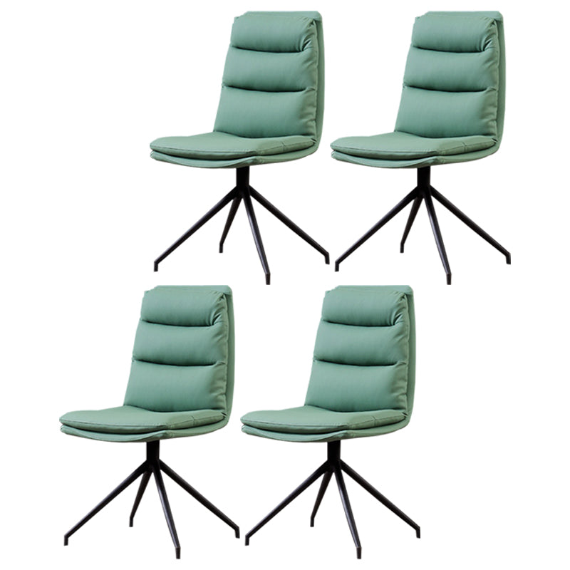 Minimalist Style Armless Solid Back Chair for Home Faux Leather Side Chair Green 4 Piece Set Clearhalo 'Dining Chairs' 'Dining Tables & Seating' 'dining_chair' 'furn' 'furn_dining_chair' 'Furniture' 'furniture_dining_chair' 'Kitchen & Dining Furniture' 4890855