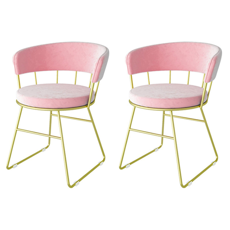 Scandinavian Upholstered Side Chairs Armless Open Back Chairs Pink 2 Piece Set Clearhalo 'Dining Chairs' 'Dining Tables & Seating' 'dining_chair' 'furn' 'furn_dining_chair' 'Furniture' 'furniture_dining_chair' 'Kitchen & Dining Furniture' 4890866