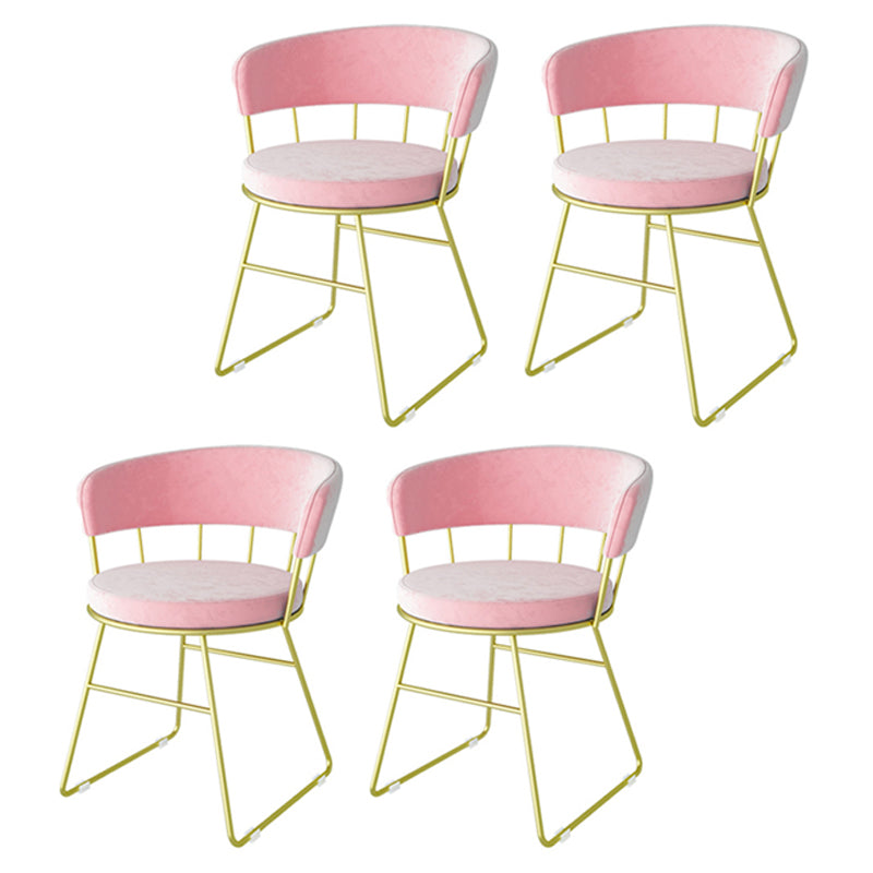 Scandinavian Upholstered Side Chairs Armless Open Back Chairs Pink 4 Piece Set Clearhalo 'Dining Chairs' 'Dining Tables & Seating' 'dining_chair' 'furn' 'furn_dining_chair' 'Furniture' 'furniture_dining_chair' 'Kitchen & Dining Furniture' 4890868
