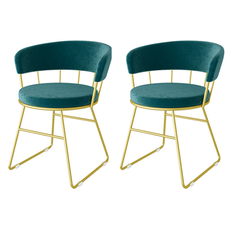 Scandinavian Upholstered Side Chairs Armless Open Back Chairs Peacock Blue 2 Piece Set Clearhalo 'Dining Chairs' 'Dining Tables & Seating' 'dining_chair' 'furn' 'furn_dining_chair' 'Furniture' 'furniture_dining_chair' 'Kitchen & Dining Furniture' 4890871