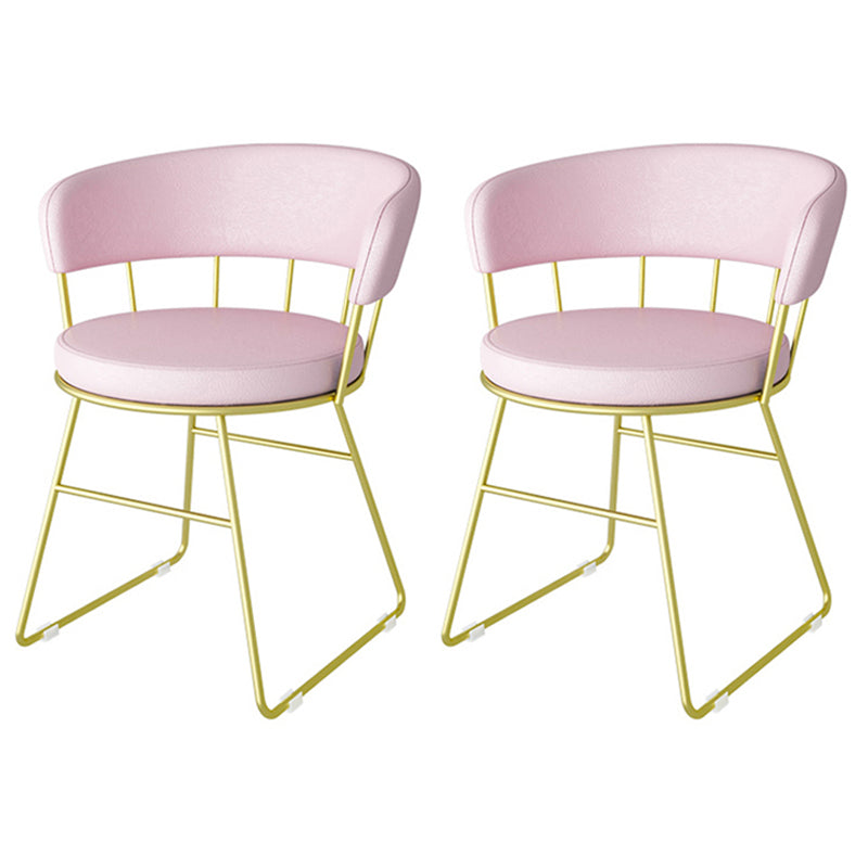Scandinavian Upholstered Side Chairs Armless Open Back Chairs Pearl Pink 2 Piece Set Clearhalo 'Dining Chairs' 'Dining Tables & Seating' 'dining_chair' 'furn' 'furn_dining_chair' 'Furniture' 'furniture_dining_chair' 'Kitchen & Dining Furniture' 4890877