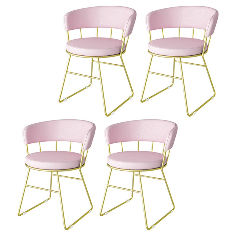 Scandinavian Upholstered Side Chairs Armless Open Back Chairs Pearl Pink 4 Piece Set Clearhalo 'Dining Chairs' 'Dining Tables & Seating' 'dining_chair' 'furn' 'furn_dining_chair' 'Furniture' 'furniture_dining_chair' 'Kitchen & Dining Furniture' 4890878