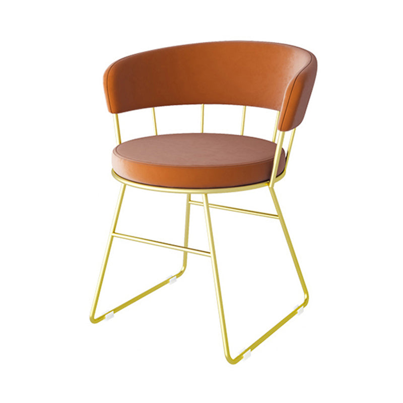 Scandinavian Upholstered Side Chairs Armless Open Back Chairs Orange 1 Piece Clearhalo 'Dining Chairs' 'Dining Tables & Seating' 'dining_chair' 'furn' 'furn_dining_chair' 'Furniture' 'furniture_dining_chair' 'Kitchen & Dining Furniture' 4890879