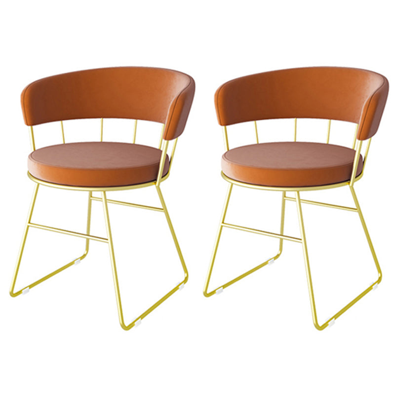 Scandinavian Upholstered Side Chairs Armless Open Back Chairs Orange 2 Piece Set Clearhalo 'Dining Chairs' 'Dining Tables & Seating' 'dining_chair' 'furn' 'furn_dining_chair' 'Furniture' 'furniture_dining_chair' 'Kitchen & Dining Furniture' 4890880