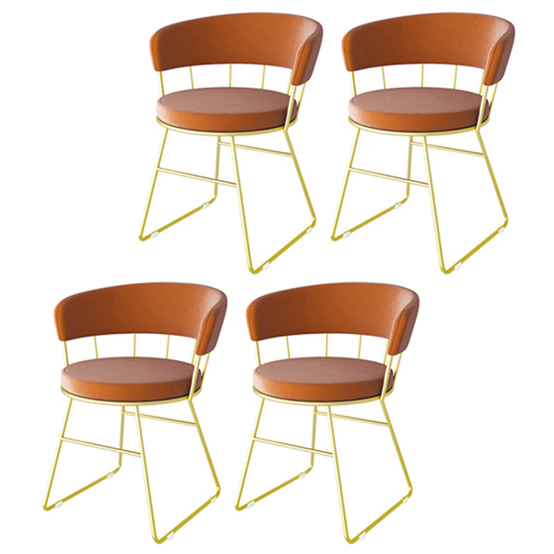 Scandinavian Upholstered Side Chairs Armless Open Back Chairs Orange 4 Piece Set Clearhalo 'Dining Chairs' 'Dining Tables & Seating' 'dining_chair' 'furn' 'furn_dining_chair' 'Furniture' 'furniture_dining_chair' 'Kitchen & Dining Furniture' 4890881