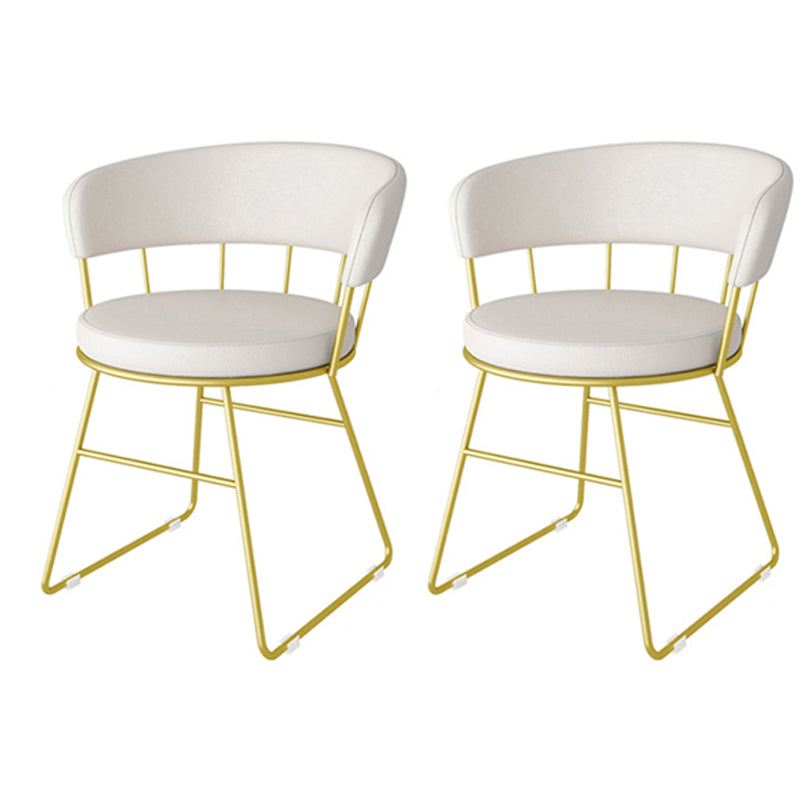 Scandinavian Upholstered Side Chairs Armless Open Back Chairs Off-White 2 Piece Set Clearhalo 'Dining Chairs' 'Dining Tables & Seating' 'dining_chair' 'furn' 'furn_dining_chair' 'Furniture' 'furniture_dining_chair' 'Kitchen & Dining Furniture' 4890883