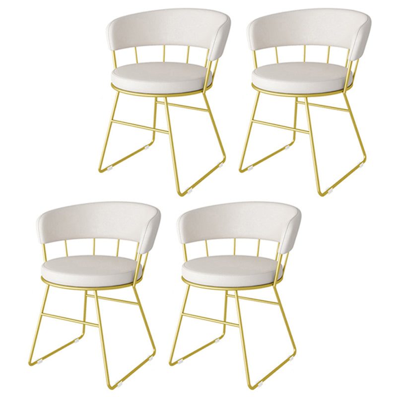 Scandinavian Upholstered Side Chairs Armless Open Back Chairs Off-White 4 Piece Set Clearhalo 'Dining Chairs' 'Dining Tables & Seating' 'dining_chair' 'furn' 'furn_dining_chair' 'Furniture' 'furniture_dining_chair' 'Kitchen & Dining Furniture' 4890884
