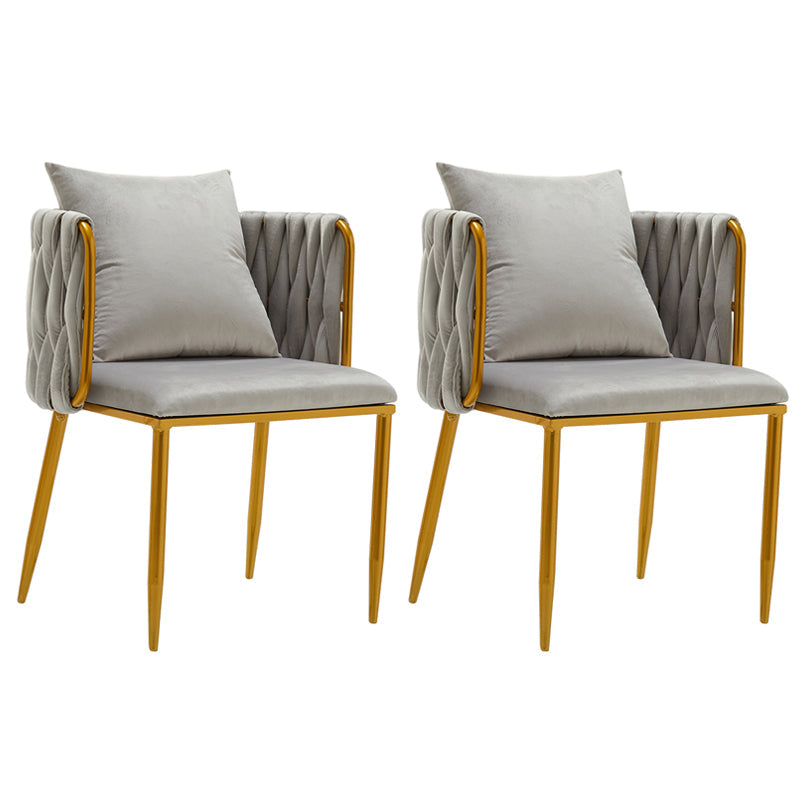 Scandinavian Armless Solid Back Chair Upholstered Side Chairs Light Gray 2 Piece Set Clearhalo 'Dining Chairs' 'Dining Tables & Seating' 'dining_chair' 'furn' 'furn_dining_chair' 'Furniture' 'furniture_dining_chair' 'Kitchen & Dining Furniture' 4890889