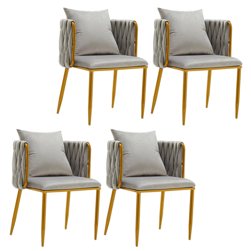 Scandinavian Armless Solid Back Chair Upholstered Side Chairs Light Gray 4 Piece Set Clearhalo 'Dining Chairs' 'Dining Tables & Seating' 'dining_chair' 'furn' 'furn_dining_chair' 'Furniture' 'furniture_dining_chair' 'Kitchen & Dining Furniture' 4890891