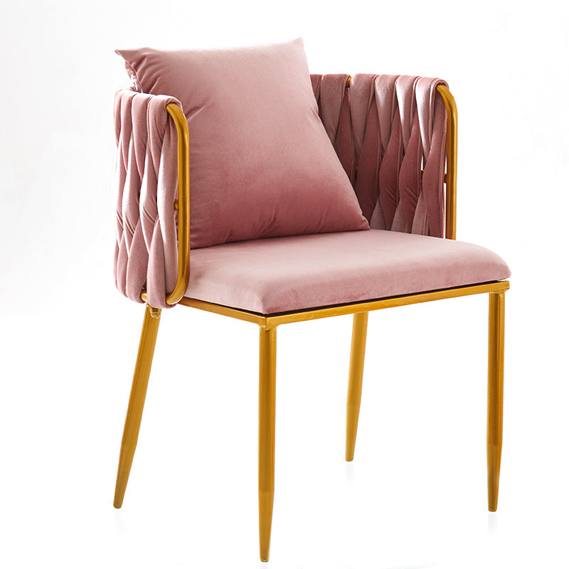 Scandinavian Armless Solid Back Chair Upholstered Side Chairs Pink 1 Piece Clearhalo 'Dining Chairs' 'Dining Tables & Seating' 'dining_chair' 'furn' 'furn_dining_chair' 'Furniture' 'furniture_dining_chair' 'Kitchen & Dining Furniture' 4890892