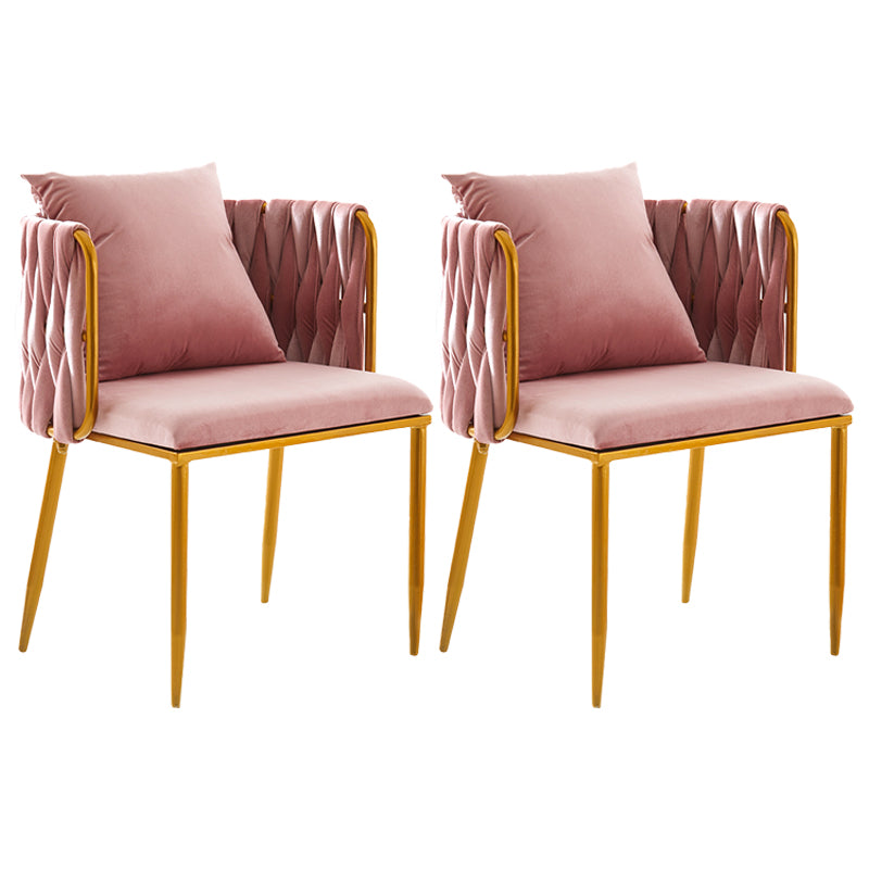 Scandinavian Armless Solid Back Chair Upholstered Side Chairs Pink 2 Piece Set Clearhalo 'Dining Chairs' 'Dining Tables & Seating' 'dining_chair' 'furn' 'furn_dining_chair' 'Furniture' 'furniture_dining_chair' 'Kitchen & Dining Furniture' 4890895
